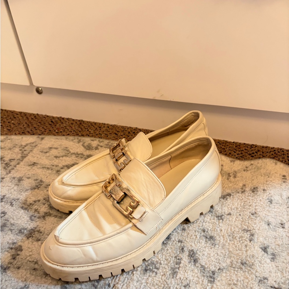 Aldo Cream Leather Buckle Lug Sole Loafers